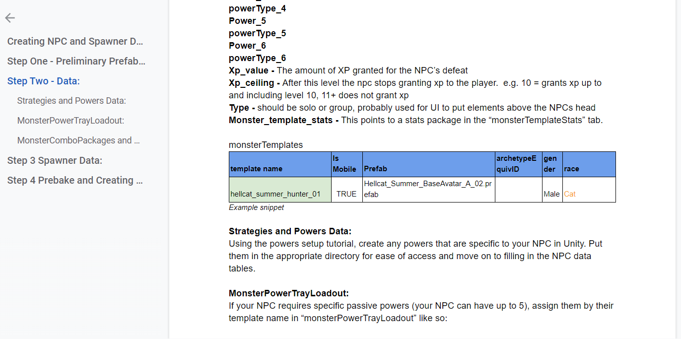 Snippet of Design Documentation